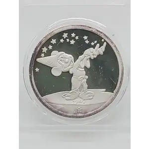 1988 Mickey Mouse 60 Years 1 oz Silver Round The Sorcerer's Apprentice (Box & CoA) (3)