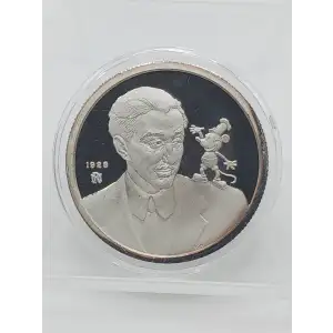 1988 Mickey Mouse 60 Years 1 oz Silver Round Mickey and Walt (Box & CoA) (2)