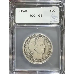 1915-D Barber Half Dollar ICG VG-6 IDC Verified (2)