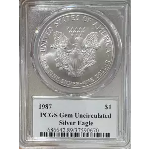 1987 $1 Silver Eagle Mercanti Flag Signature