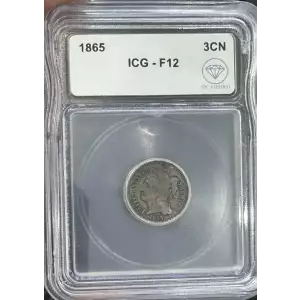 1865 Three Cents Nickel ICG F12 IDC Verified