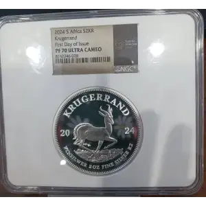 2024 2 oz Proof South African Silver Krugerrand Coin FDI PF70UC NGC (2)