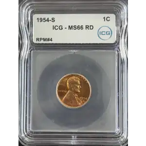 1954 S Lincoln Cent (Wheat Reverse) ICG M66 Red RPM#4 (7)