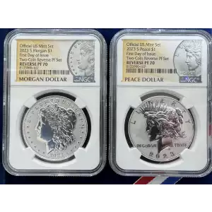 2023-S Morgan and Peace Dollar NGC Reverse PF70 FDI (2 Coin Set)