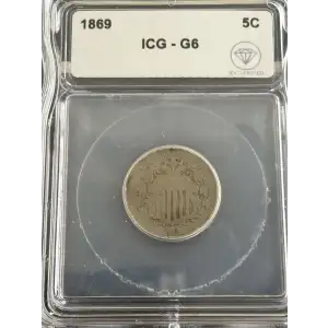 1869 Shield Nickel ICG G6 IDC Verified
