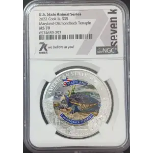Cook Islands 1 oz Silver S$5 U.S. State Animal Series Maryland - Diamondback Terrapin