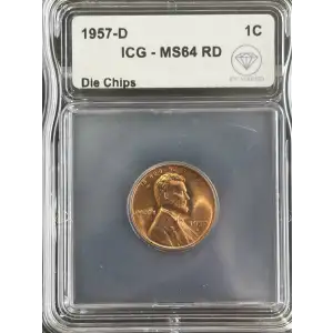 1957 D Lincoln Wheat Cent Die Chips IDC Verified