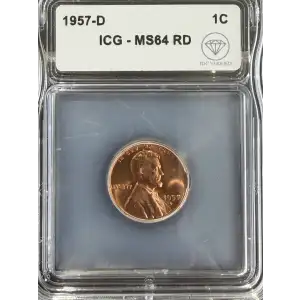 1957 D Lincoln Wheat Cent ICG MS64 Red IDC Verified