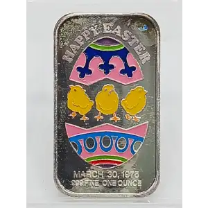 1975 Happy Easter 1 oz Silver Bar Colorized VINTAGE