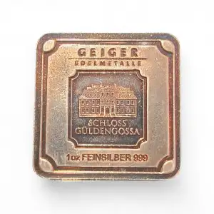 1oz Silver Bar - Geiger Edelmetalle (Original Square Series) - Toned (2)