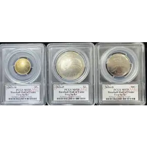 2014 Baseball Hall of Fame 3 Coin Set Cassie McFarland Signature First Strike (2)
