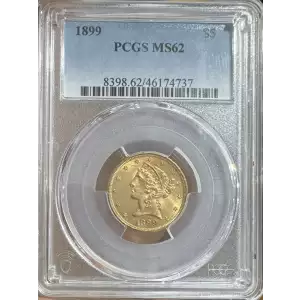 1899 $5 Gold Liberty Head PCGS MS62