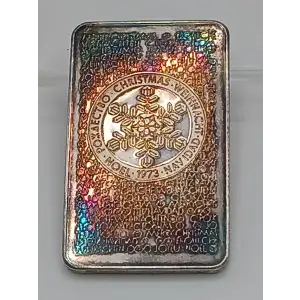 1973 Christmas Snowflake One World, One Wish 1 oz Silver Bar Mount Everest Mint (MEM) VINTAGE FULL RAINBOW TONING (9)